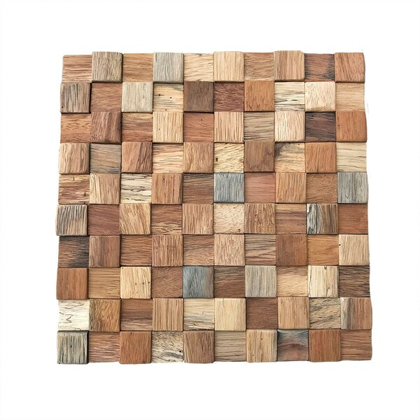 Ekena Millwork Ancient Boat Wood Mosaic Wall Tile, Natural Finish, 11 7/8"W x 11 7/8"H x 1/2"P WPW12X12ACMENA - main